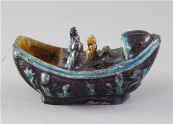 A Chinese Ming Fahua boat water dropper, 16th century, length 13.5cm, slight restoration